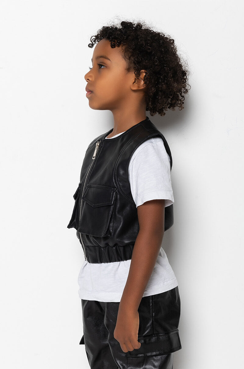 GOT IT FROM MY MAMA PLEATHER UTILITY VEST