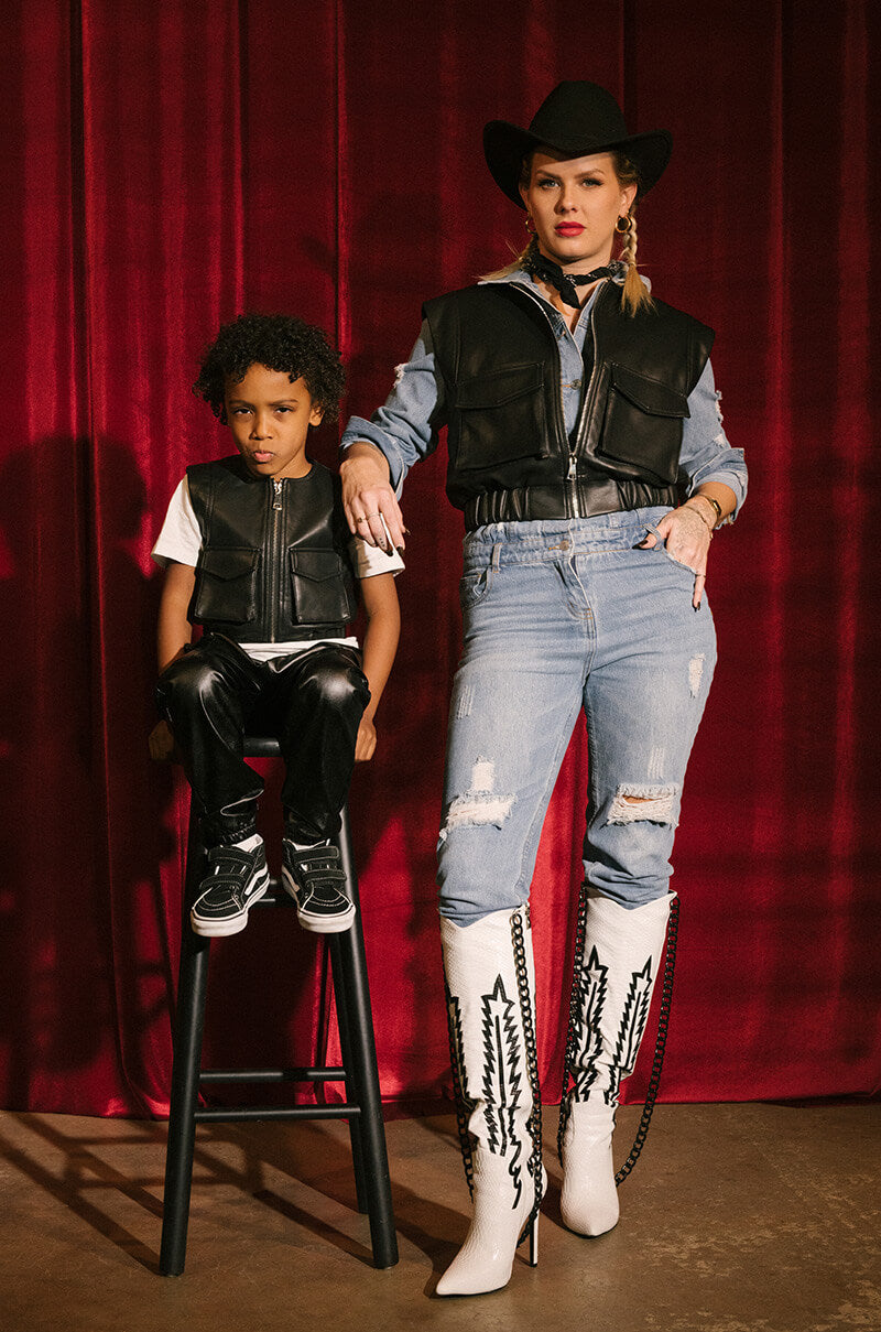 GOT IT FROM MY MAMA PLEATHER UTILITY VEST