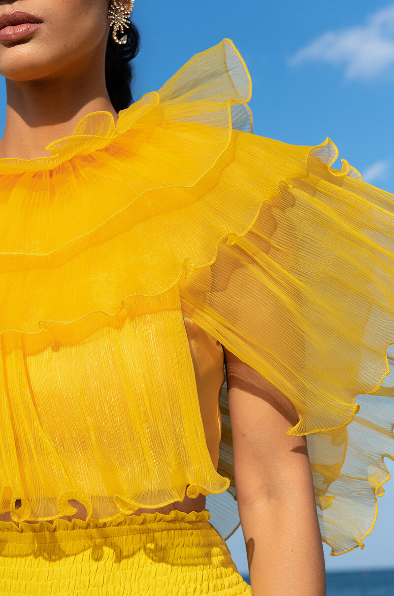 GRAND ENTRANCE PLEATED HIGH NECK SLEEVELESS BLOUSE