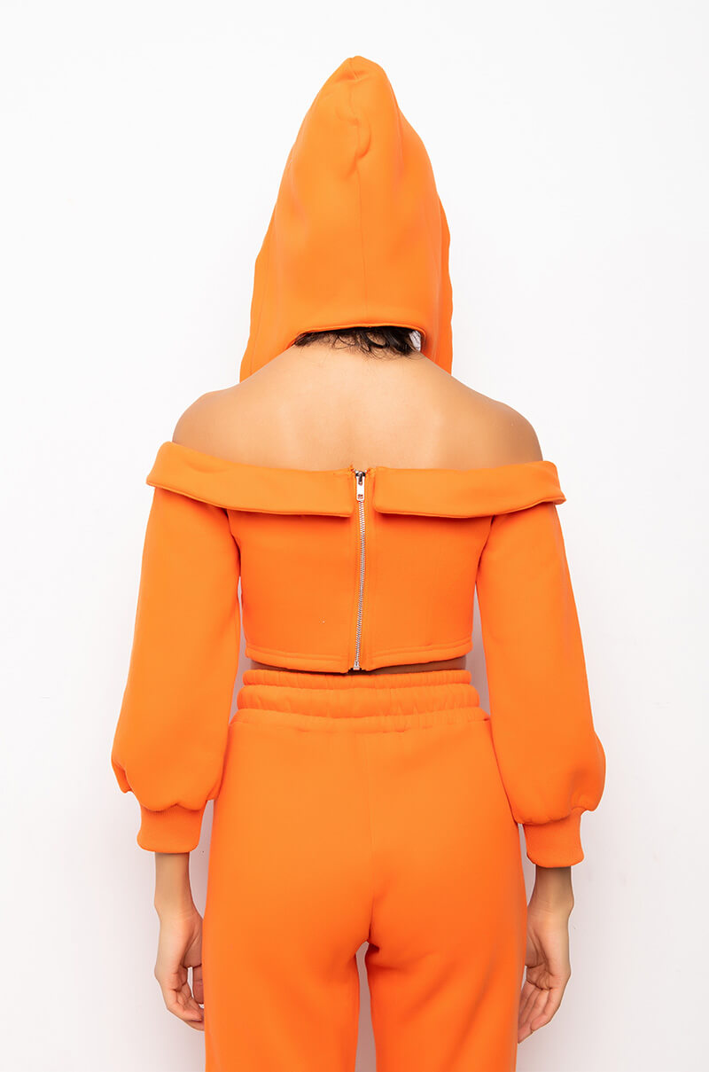 GUILTY BY ASSOCIATION CROPPED OFF THE SHOULDER SWEATSHIRT