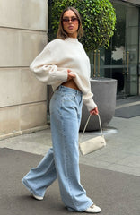Just My Type Mid Rise Wide Leg Jeans Mid Blue