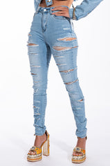 HANDS TO YOURSELF DISTRESSED SKINNY JEAN