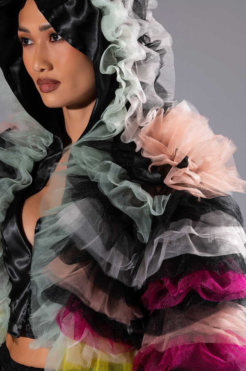 STATEMENT LAYERED RUFFLE BLOUSE