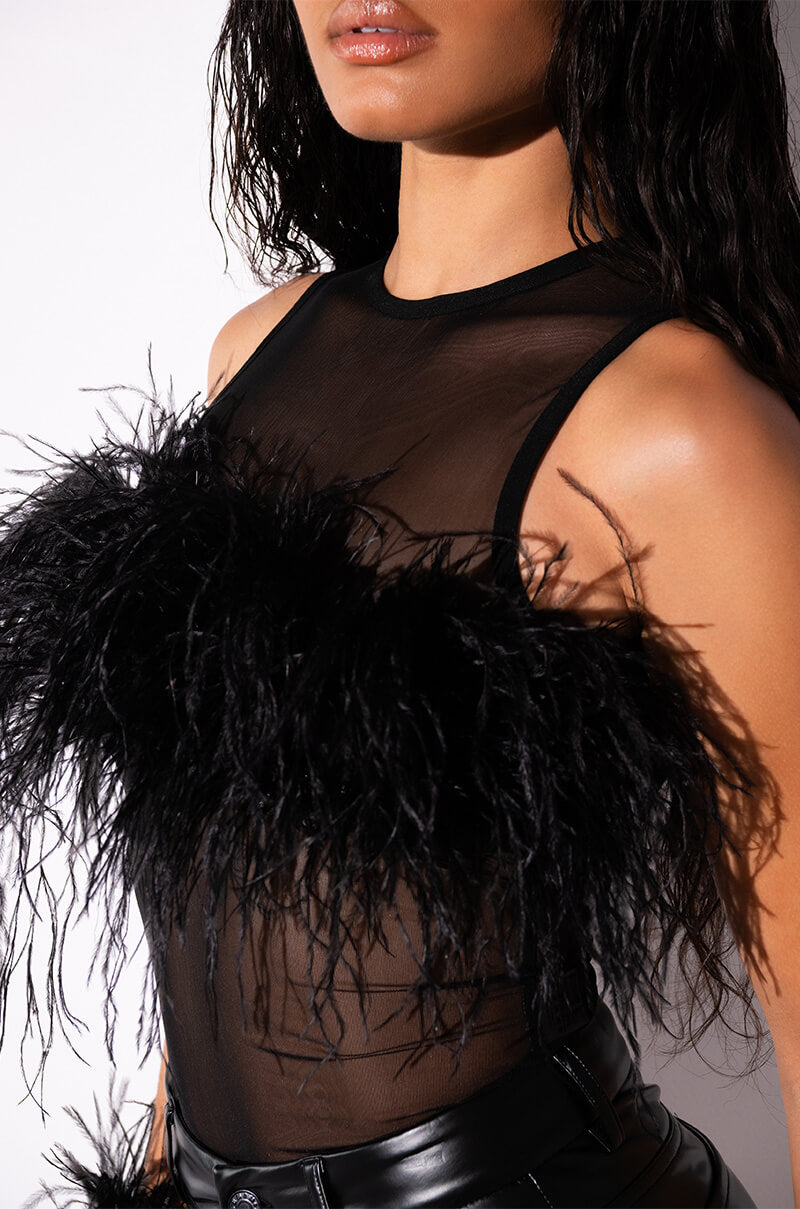 HAPPILY EVER AFTER SLEEVELESS FEATHER TOP