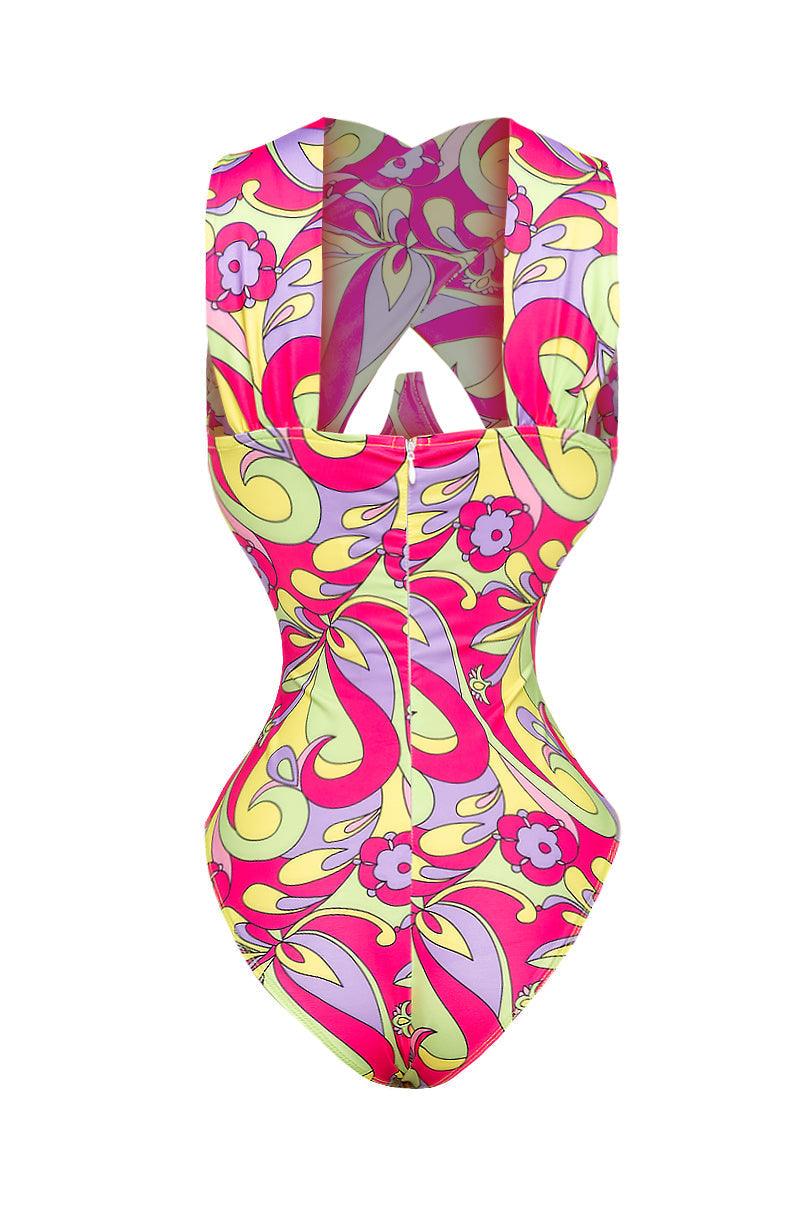 HAPPY DAZE CROSS OVER HALTER BODYSUIT