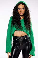HAPPY GO LUCKY HOODED CROPPED SWEATER