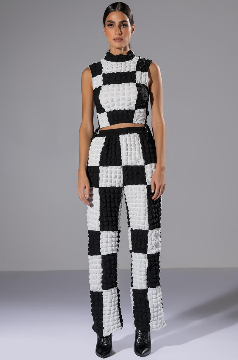 HAPPY SOUL WIDE LEG TEXTURED PANT
