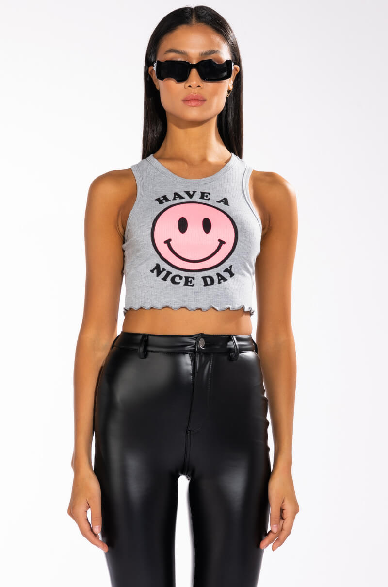 HAVE A NICE DAY CROPPED RIB TANK