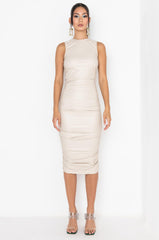 HEADING OUT MIDI MOCK NECK DRESS