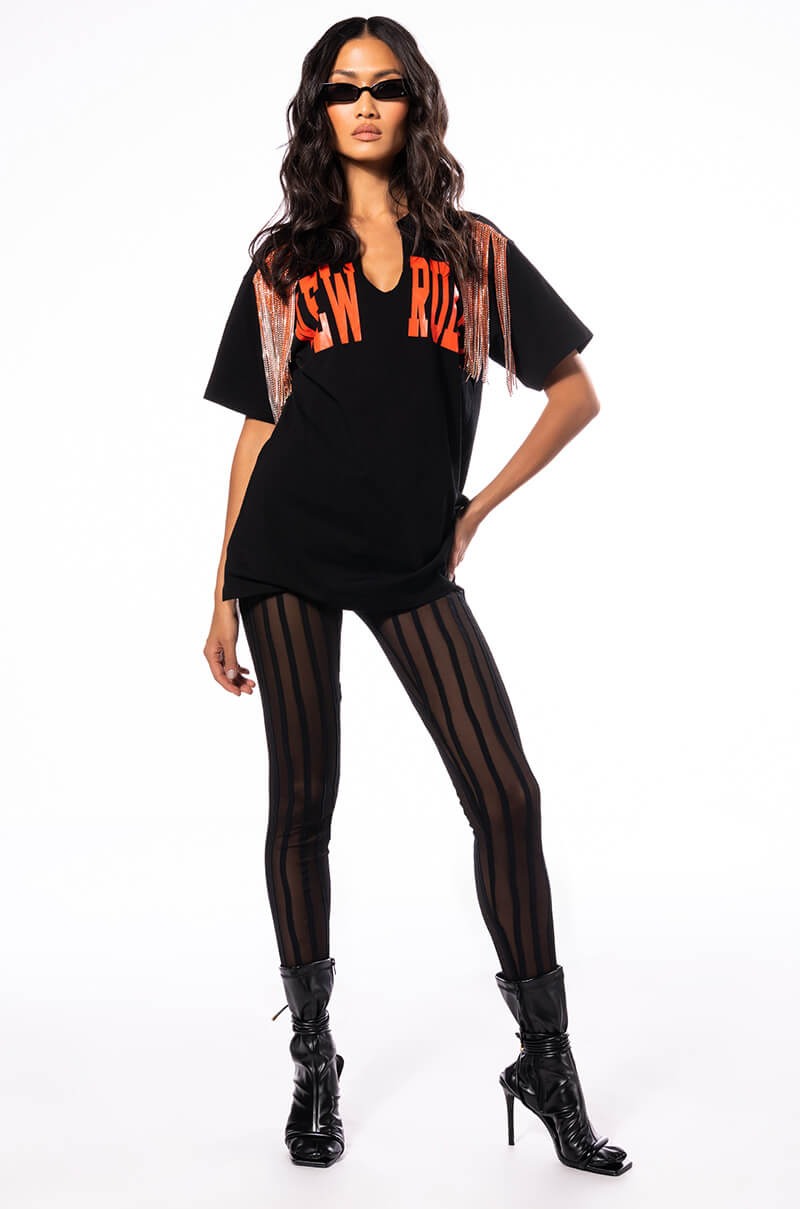 HEAR ME SAY MESH STRIPED LEGGING