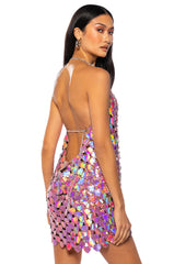 HEART EYES V NECK COIN MINI DRESS