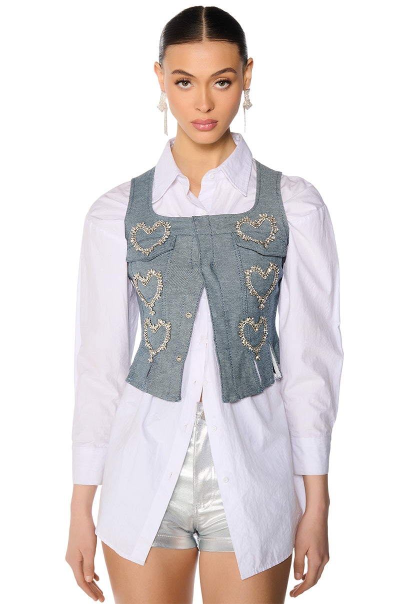 HEART ON DENIM VEST