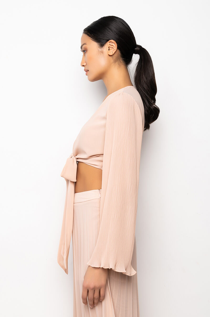 HEAVENS GATE TIE FRONT BUTTERFLY SLEEVE CHIFFON BLOUSE