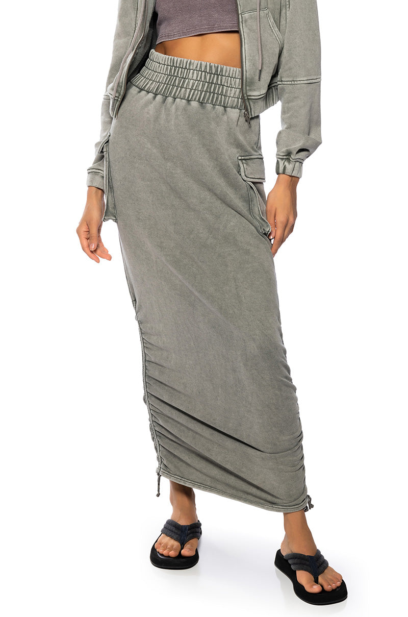 HURRICANE POCKET DETAIL MIDI SKIRT