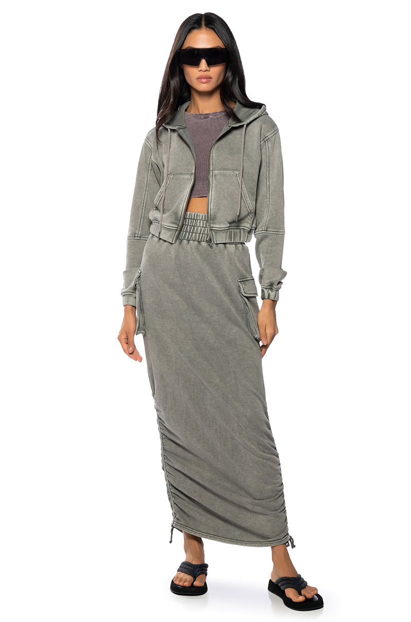 HURRICANE POCKET DETAIL MIDI SKIRT