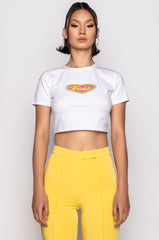 HERE COMES TROUBLE EMBELLISHED SHORT SLEEVE TEE