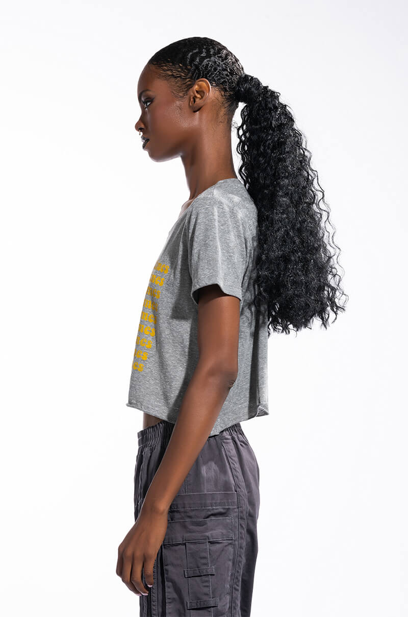 HERE FOR THE GOOD TIMES CROPPED CREW NECK TSHIRT