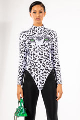 HERE KITTY KITTY LONG SLEEVE MOCK NECK CHEEKY BODYSUIT