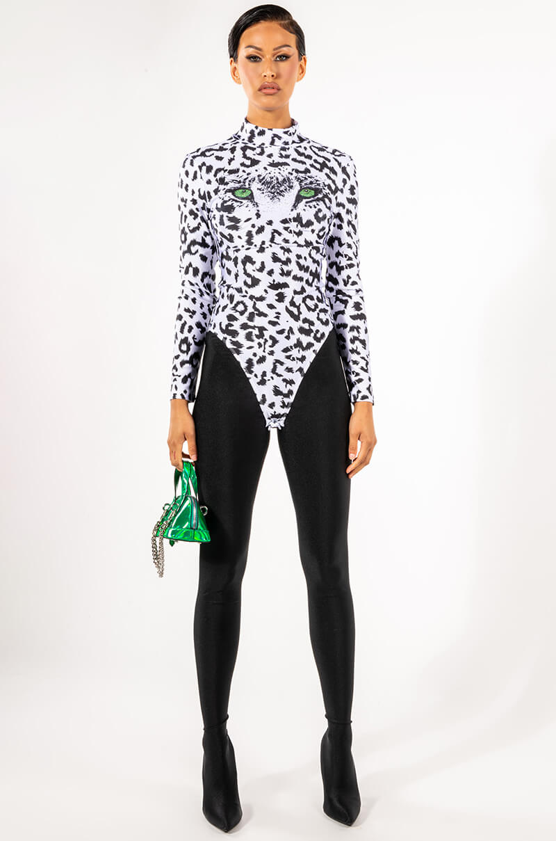 HERE KITTY KITTY LONG SLEEVE MOCK NECK CHEEKY BODYSUIT