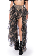 HIDDEN MOVES TIERED HIGH LOW SKIRT