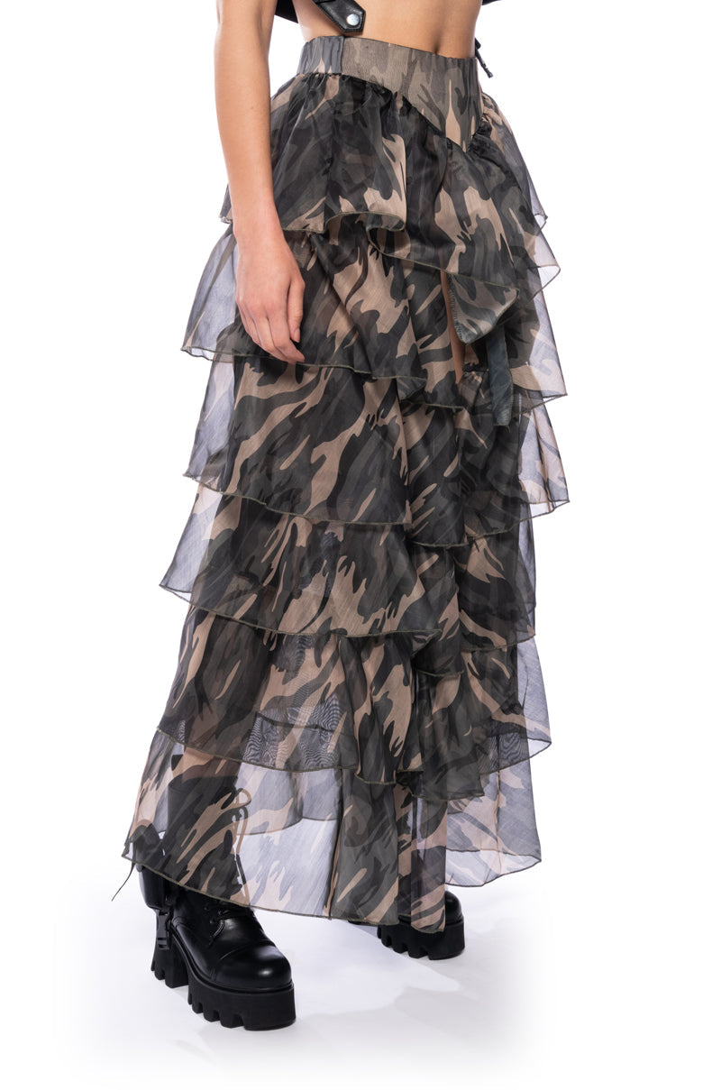 HIDDEN MOVES TIERED HIGH LOW SKIRT