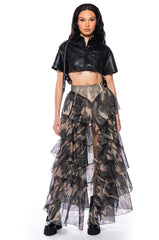 HIDDEN MOVES TIERED HIGH LOW SKIRT