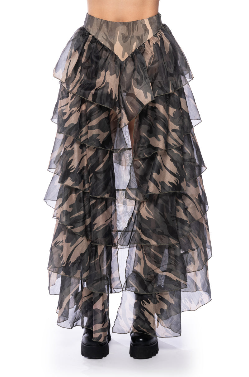 HIDDEN MOVES TIERED HIGH LOW SKIRT