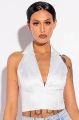 CLARISSA COLLARED SATIN BLOUSE
