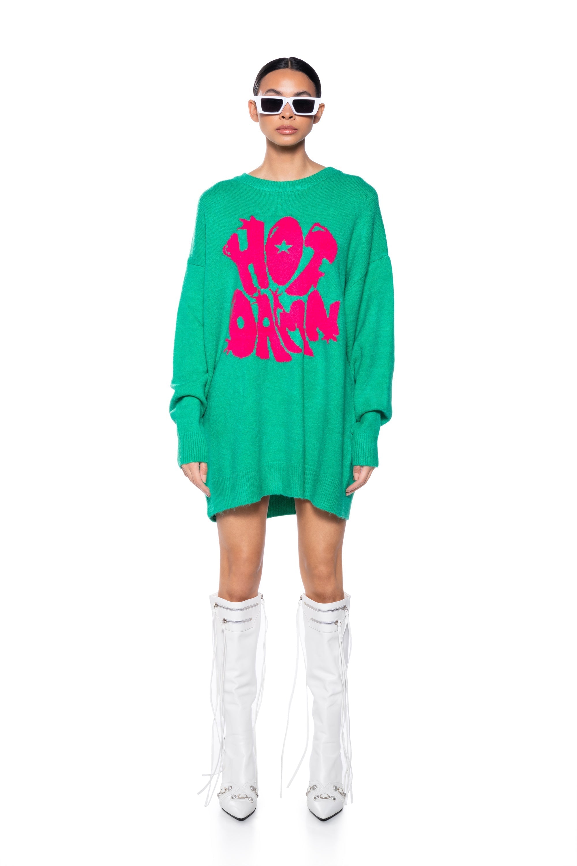 HOT DAMN LONG SLEEVE SWEATER DRESS