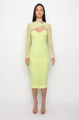HOT GIRL RUCHED MIDI DRESS