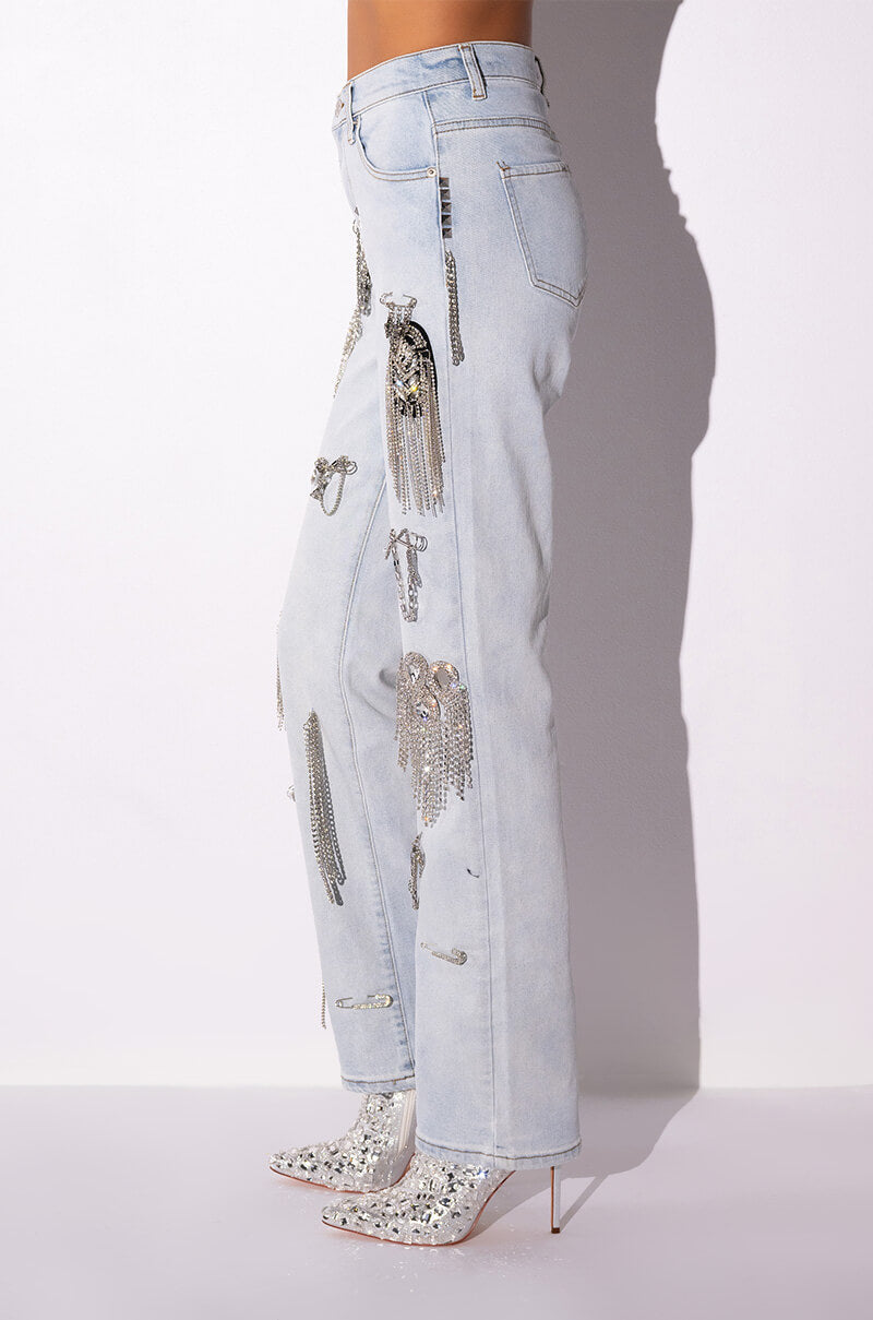 HOUDINI EMBELLISHED WIDE LEG JEAN