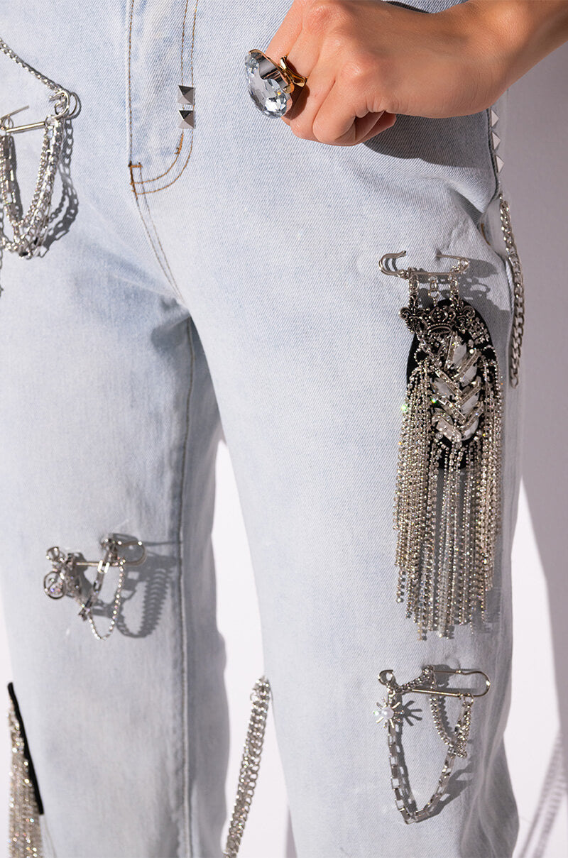 HOUDINI EMBELLISHED WIDE LEG JEAN
