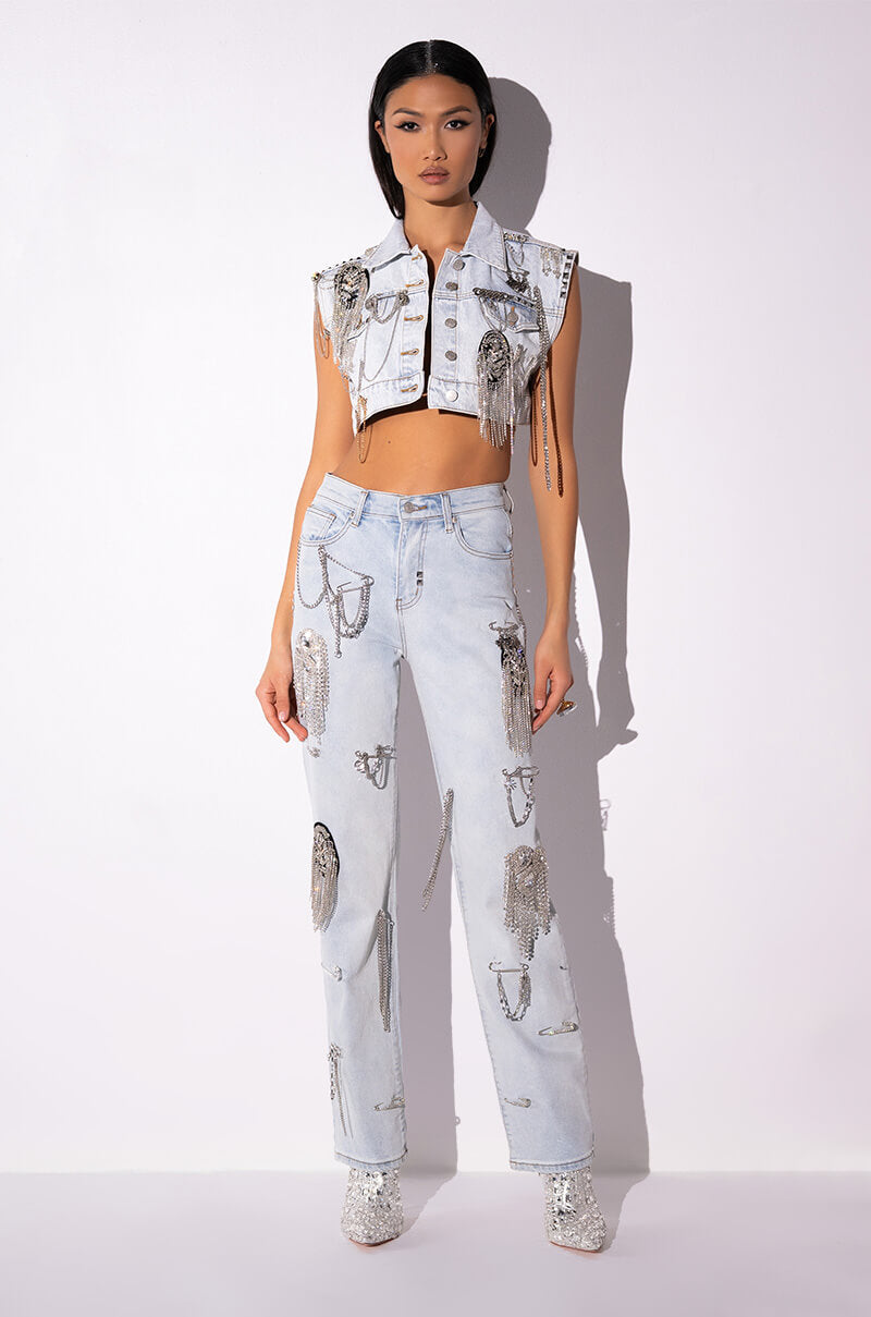 HOUDINI EMBELLISHED WIDE LEG JEAN