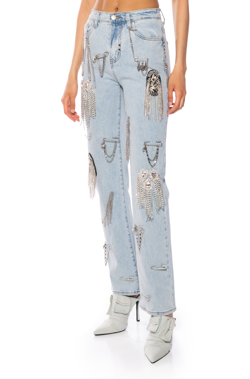 HOUDINI EMBELLISHED WIDE LEG JEAN