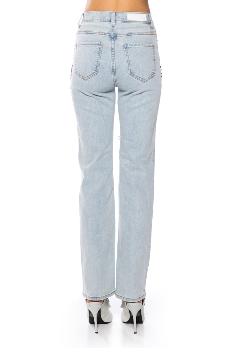 HOUDINI EMBELLISHED WIDE LEG JEAN