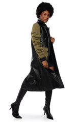 HYBRID MOTO PLEATHER TRENCH