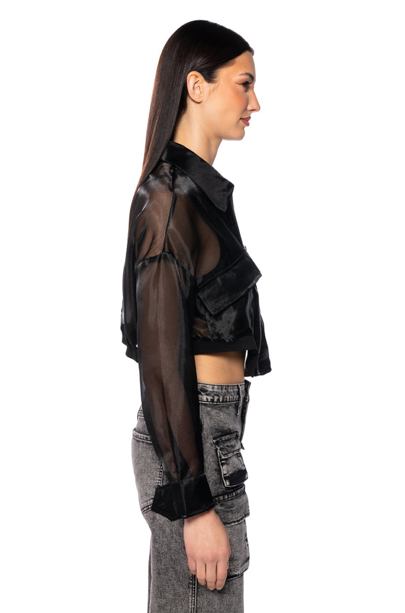 HYDE MESH BOMBR JACKET IN BLACK
