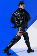 I ACTUALLY DO NOT CARE OVERSIZED MOTO JACKET