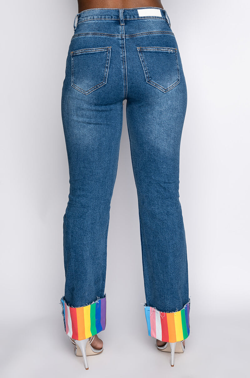 I AM ME TIGER SLIGHTLY DISTRESSED DENIM