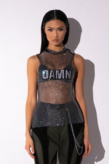 I BE DAMNED RHINESTONE TANK