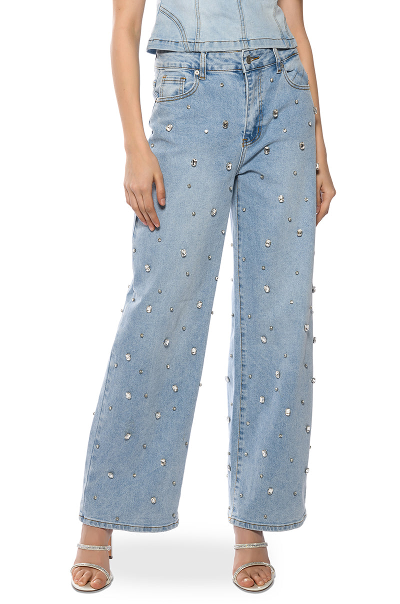 I SHINE RHINESTONE WIDE LEG