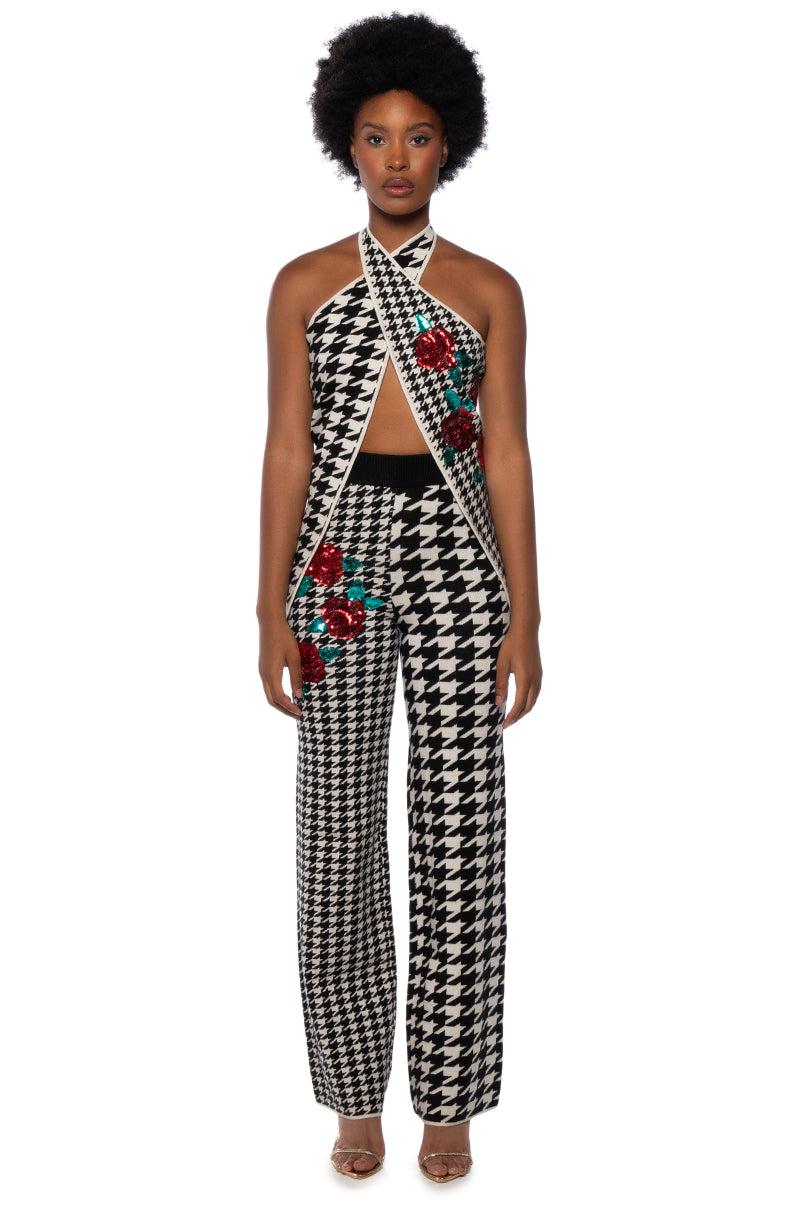 I WISH YOU ROSES STRAIGHT LEG KNIT PANT