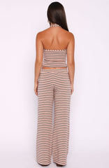 Looking Back Wide Leg Pants Pink Stripe