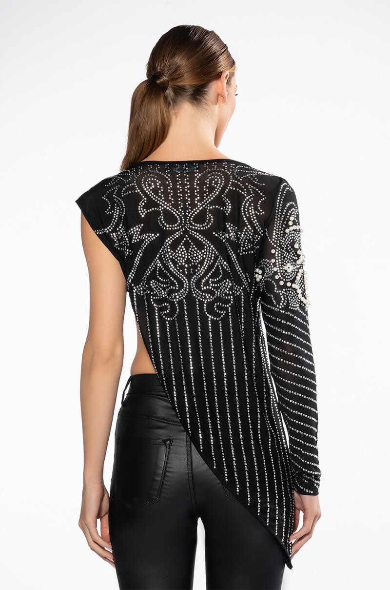 IF I WAS A RICH GIRL ASYMMETRICAL EMBELLISHED BLOUSE