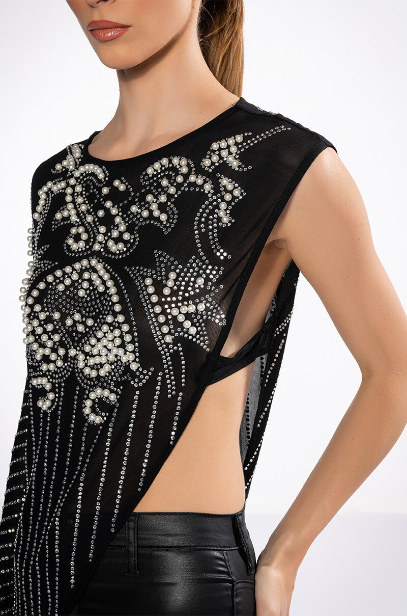 IF I WAS A RICH GIRL ASYMMETRICAL EMBELLISHED BLOUSE