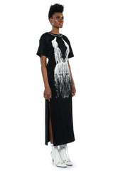 ILLUSIONS STUD DETAIL GRAPHIC MAXI DRESS