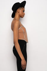 I'M LEGIT RHINESTONE TRIM MESH CORSET