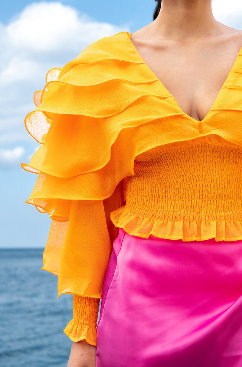 I'M SO FANCY RUFFLED LONG SLEEVE BLOUSE