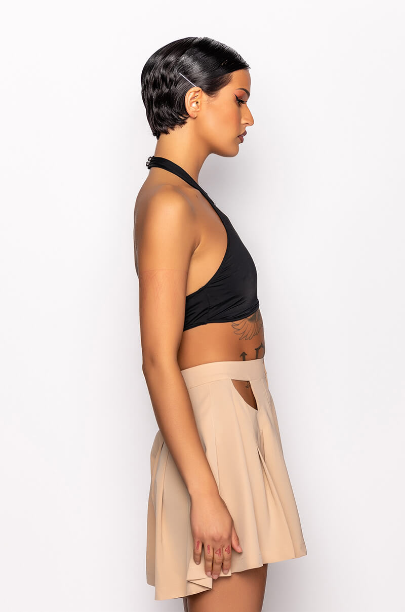 STAY IN YOUR LANE MOCK NECK CROP TOP