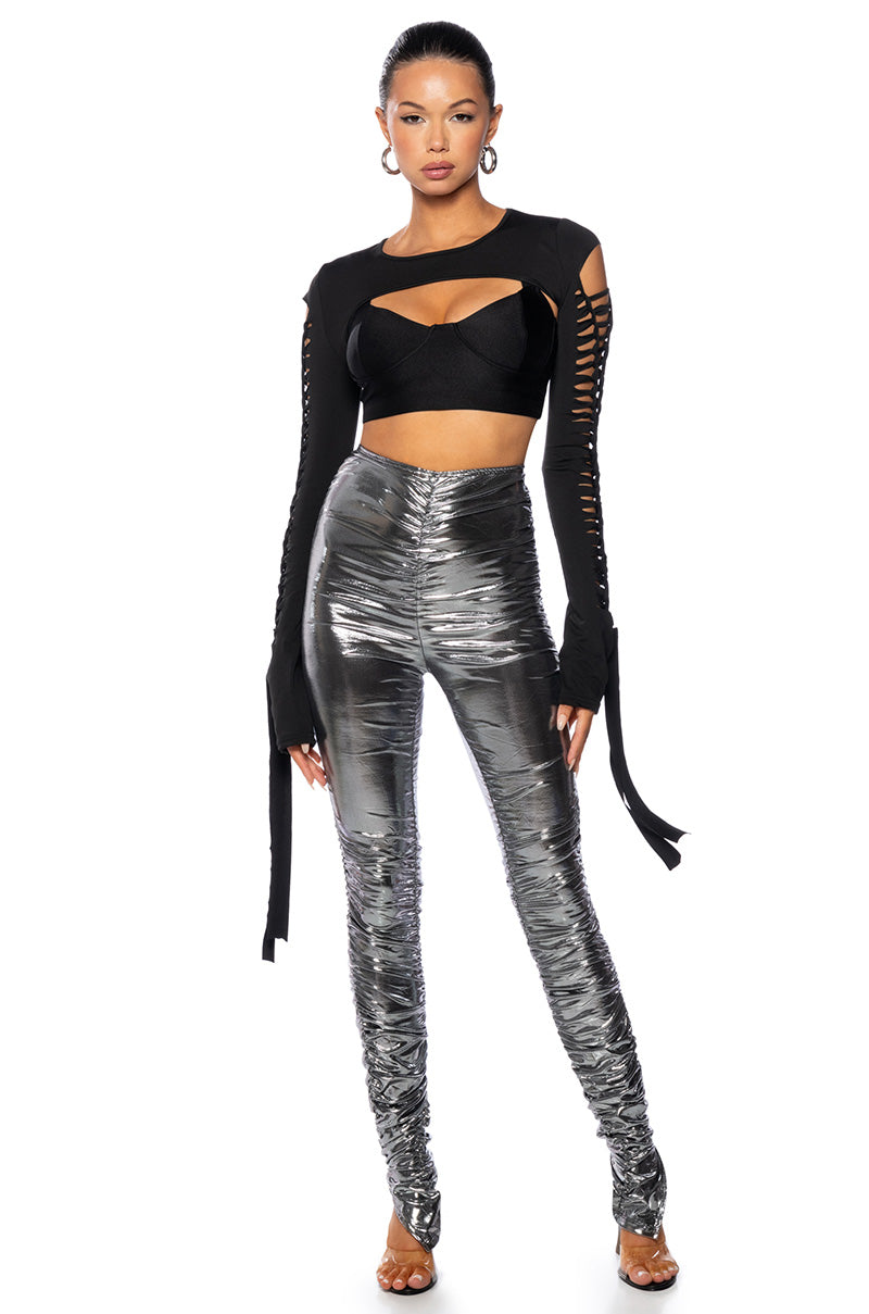 IN THE COSMOS METALLIC RUCHED LEGGING